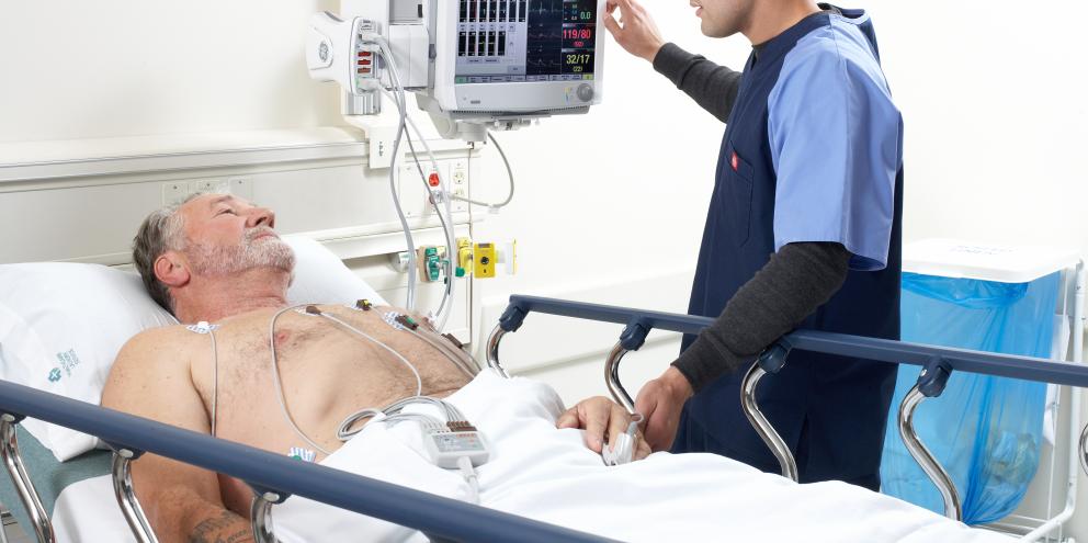 Clinician using the arrhythmia algorithm on a patient