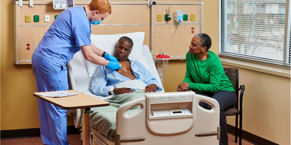 Patient continuously monitored in the ward