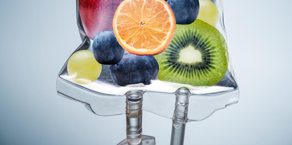 Fruit in an IV bag