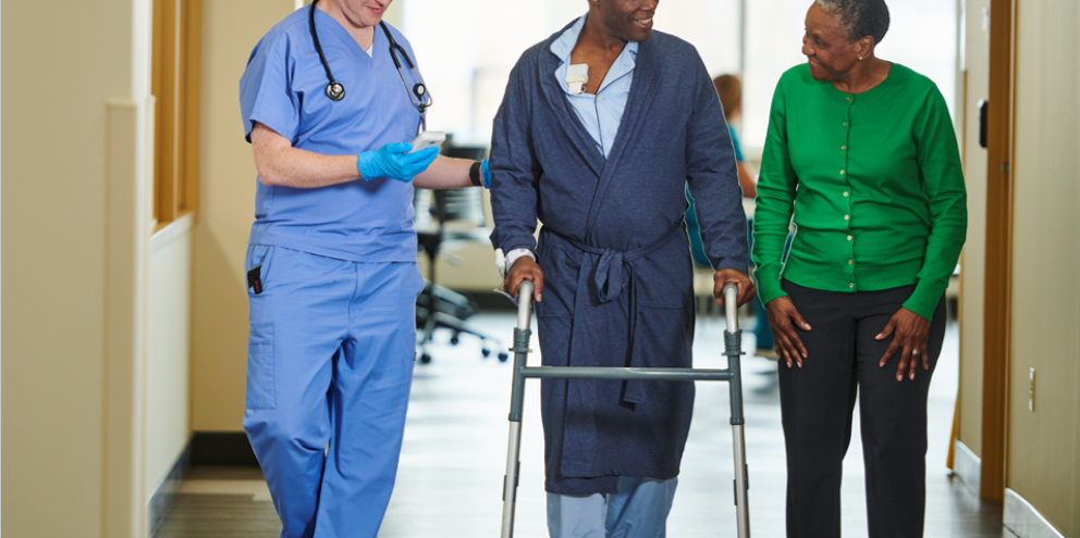 Male patient with Portrait Mobile ambulating