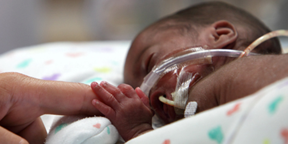 Neonatal patient under respiratory support