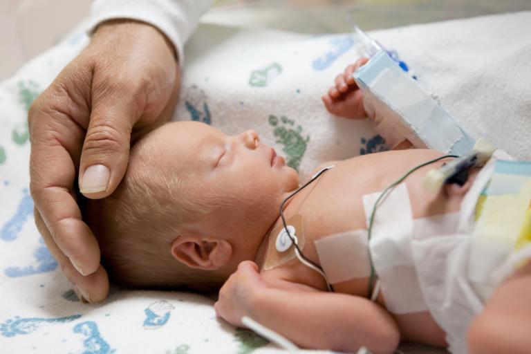 Baby being monitored in the hospital