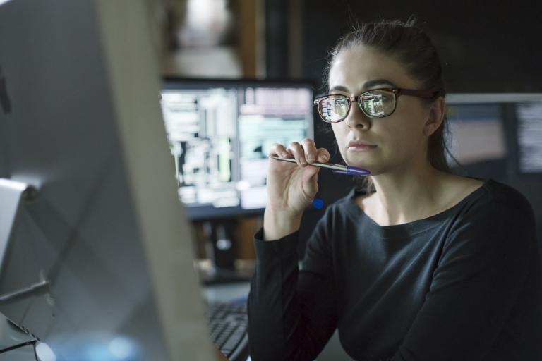 Hospital employee thinking about device maintenance