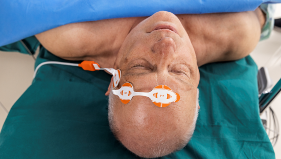 Patient being prepared for anesthesia with Entropy sensors