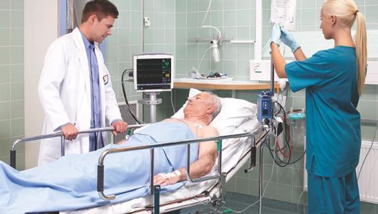 Clinicians taking care of a patient in the ER