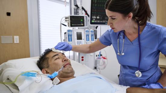 Intubated patient in the ICU