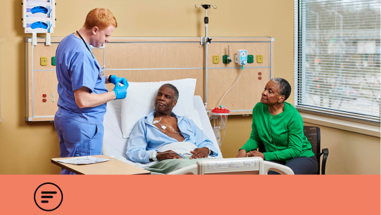 Male patient in the ward with Portrait Mobile