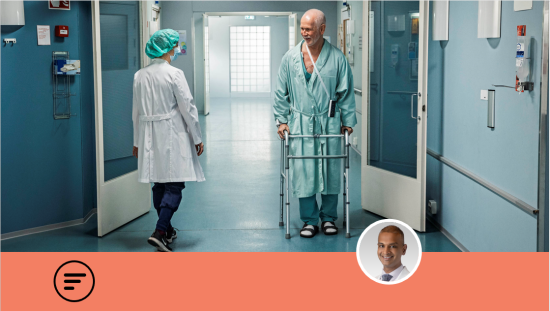 Patient ambulating in the ward 